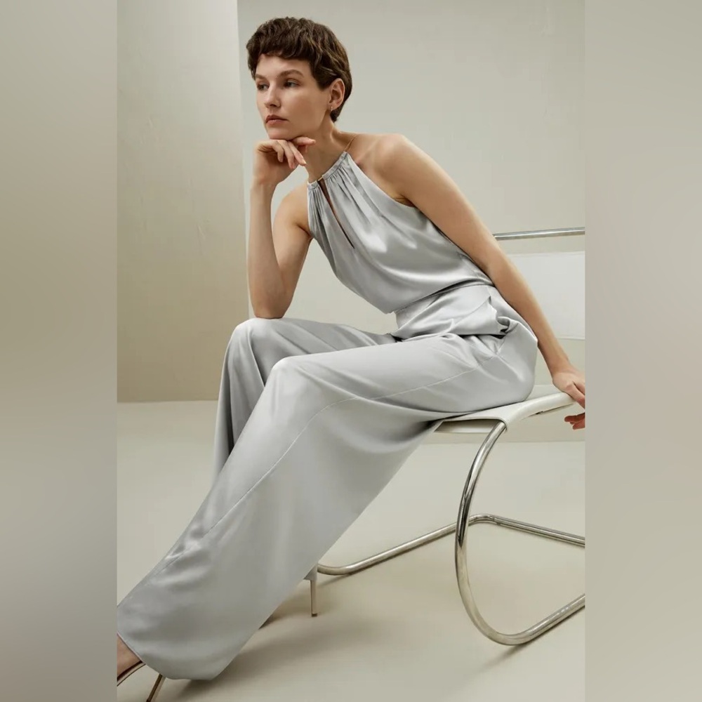 LILYSILK Halter Neck Wide Leg Jumpsuit